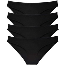4 Adet Süper Eko Set Likralı Kadın Slip Külot Siyah
