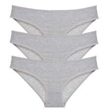 3 Adet Süper Eko Set Likralı Kadın Slip Külot Gri