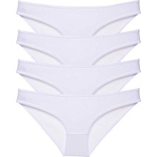 4 Adet Süper Eko Set Likralı Kadın Slip Külot Beyaz