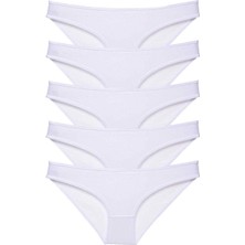 5 Adet Süper Eko Set Likralı Kadın Slip Külot Beyaz