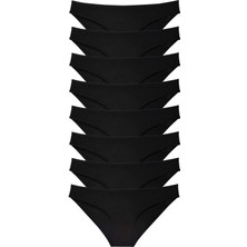 8 Adet Süper Eko Set Likralı Kadın Slip Külot Siyah
