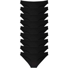 9 Adet Süper Eko Set Likralı Kadın Slip Külot Siyah