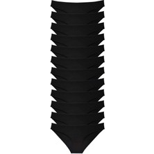 12 Adet Süper Eko Set Likralı Kadın Slip Külot Siyah