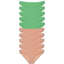 10 Adet Süper Eko Set Likralı Kadın Slip Külot Yeşil Ten