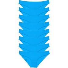 8 Adet Süper Eko Set Likralı Kadın Slip Külot Mavi