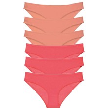 6 Adet Süper Eko Set Likralı Kadın Slip Külot Pudra Fuşya