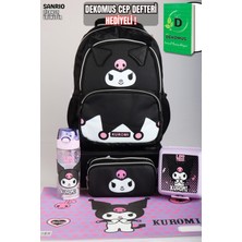 Dekomus Ile Yeni Sezon Lisanslı Kuromı "shadow Chıc Koleksiyonu" Okul Çantası,termoslu Beslenme ve Kalem Çantası Ile Beslenme Örtüsü,trıtan Matara 500 Ml,2 Katlı Beslenme Kabı Yemek Seti