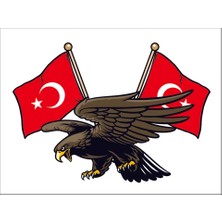 Kartal Türk Bayrağı Ay Yıldız Sticker 19CM