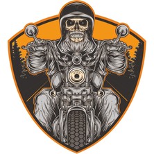 Motorcu Motorsiklet Kurukafa Sticker 18CM