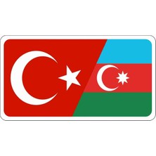 Azerbaycan Türkiye Bayrak Sticker 19CM