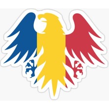 Romanya Bayrağı Kartal Çıkartması 19CM