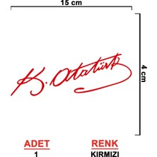 Atatürk Imza Sticker Kırmızı Renk 2 Adet 14CM
