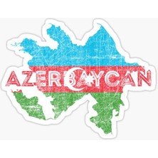 Azerbaycan Harita Şekli ve Bayrak Çıkartması Araba Oto Sticker 18CM
