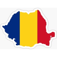 Flag Map Of Romania Romanya Harita Sticker 19CM