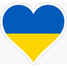 Ukrayna Ukraine Kalp Bayrak Sticker Yapıştırma 18CM