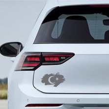 Ay Yıldız Türk Bayrağı Oto Motorsiklet  Araba Sticker Gri 18CM