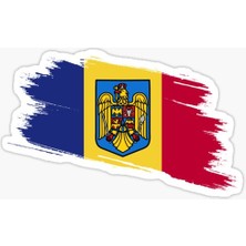 Romanya Bayrağı ve Ulusal Arma Çıkartması  Araba Sticker 19CM