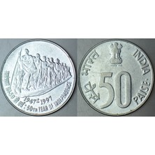 Hindistan 50 Paise 1997 Sirkülasyon Hatıra-Bağımsızlığın 50. Yılı Gandhi'nin Yürüyüşü.