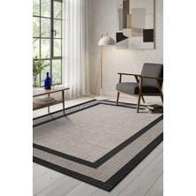 Sisal Plus Siyah Bordürlü Halı Bej Bordürlü Sisal Kilim