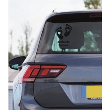 Arabada Bebek Var Kalp Oto Araba Sticker 23CM Siyah Renk