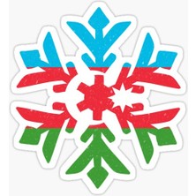 Azerbaycan Bayrağı Kış Kar Tanesi Araba Oto Sticker 18CM