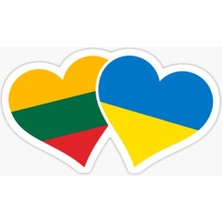 Litvanya Ukrayna Bayrak Sticker Etiket Yapıştırma 19CM