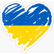 Ukrayna Ukraine Kalp Şekli  Araba Leptop Sticker Yapıştırma 18CM