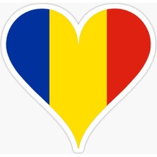 Romanya Bayrağı Kalp Çıkartması 19CM Araba Oto Sticker Etiket