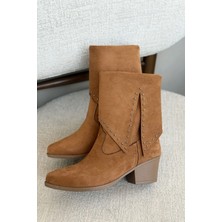 Kadın Bongo Troklu Kovboy Bot - Taba Süet