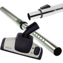 Gri Elektrik Süpürgesi Emici Başlık ve Teleskopik Boru Uyumlu Temizleme Seti