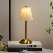 Meturas Şarjlı 2 Renk LED Masa Lambası | Kablosuz Dimmerli Abajur | Modern Altın Gövde Bordo Kumaş Başlık | Ev, Yatak Odası ve Salon Dekoratif Aydınlatma Bordo