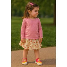 Kedi Baskılı Kız Bebek Panduf Renkli