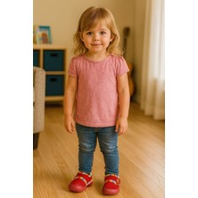 Unicorn Baskılı Kız Bebek Panduf Kırmızı