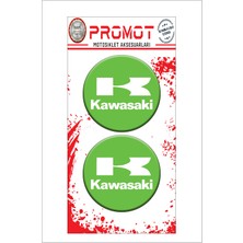 Logo Kawasaki Tasarımlı 3D Kabartmalı Damla Sticker 5CMX5CM 01