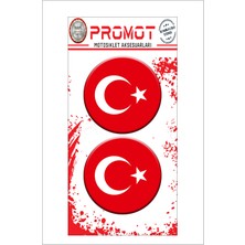 Türk Bayrağı 3D Kabartmalı Damla Logo Sticker 5cm 04