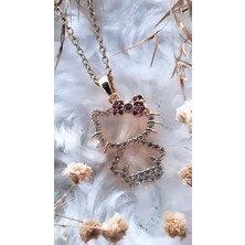 Zirkon Taşlı Hello Kity Figürlü Çelik Kolye