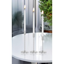 3'lü Üçlü Gümüş Şamdan Mumluk Dekoratif Ev Dekorasyon Paslanmaz