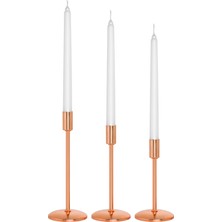 3'lü Üçlü Rose Şamdan Mumluk Dekoratif Ev Dekorasyon Paslanmaz