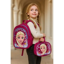 Elsa Desenli Kız Çocuk Çanta Beslenme Çantası Takım