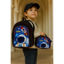 Astronot Desenli Erkek Çocuk Okul Çantası ve Beslenme Çantası Takım