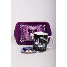 Dekomus Ile Lisanslı Yeni Sezon Kuromı Mini Metal Tepsi,porselen Kupa Ile Bardak Altlığı 3'lüsü