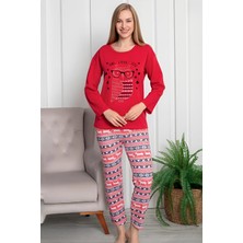 Pamuklu Desenli 2 Iplik Şardonlu Kalın Uzun Kollu Pijama Takımı