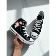 Lideral Labubu Siyah Unisex Bilekli Keten Ayakkabı Günlük Kullanım İçin Nefes Alabilir 3 cm Düz Taban