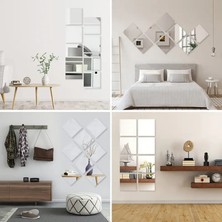 Zafrak Reklam Dekoratif Kare Gümüş Ayna Pleksi Duvar Süsü Deko Ayna  Gümüş Pleksi Kendinden Yapışkanlı 4 ADET