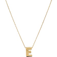 Altın Nesil - 14 Ayar E Harfli Hayalet Zincirli Altın Kolye