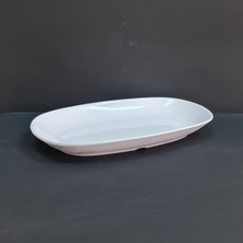 4 Adet Kırılmaz Melamin Kayık Tabak Orta Salata Tabağı 29X17CM - Derinlik 3,5cm - Beyaz