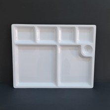 6 Adet Kırılmaz Melamin Standart 7 Bölmeli Tabldot Yemek Tabağı 33X26 cm