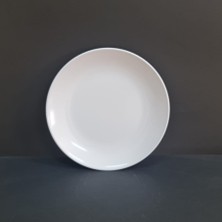 12 Adet Standart Düz Melamin Tatlı & Yemek Servis Tabağı 21 cm - Beyaz