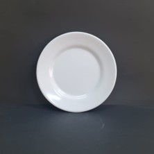 12 Adet Standart Çizgi Melamin Tatlı & Yemek Servis Tabağı 21 cm - Beyaz
