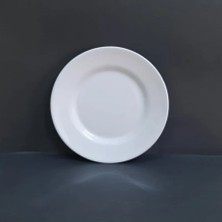 6 Adet Kırılmaz Melamin Çizgi Tatlı & Yemek Servis Tabağı 25 cm - Beyaz